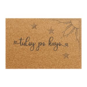 Filipino Doormat: "Tuloy Po Kayo" with Sun and Star Design Coconut Coir Welcome Rugh Patriotic Philippines
