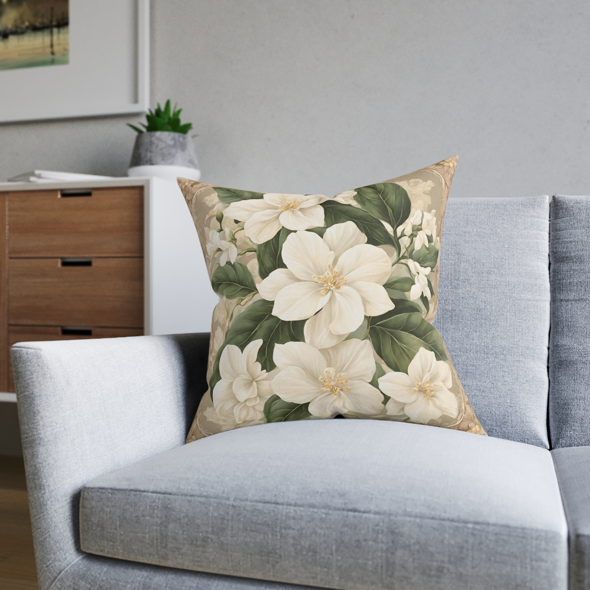 Sampaguita Serenity: Embrace Filipino Heritage with Art Nouveau Elegance Square Pillow Philippine Home Decor - Image 8