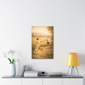 Langit at Lupa Vintage Romantic Canvas Wall Art — Pastoral Couple in Field (Stretched Canvas) Filipino Home Decor